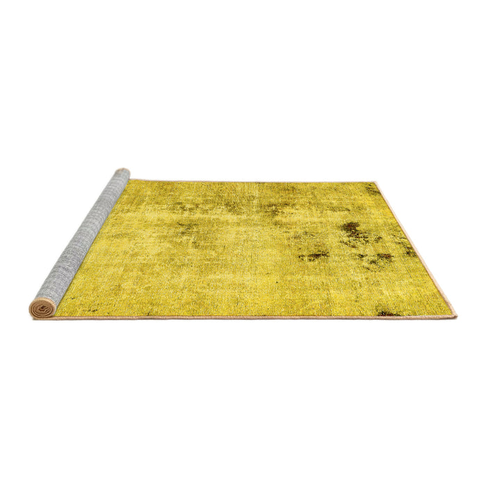 Sideview of Machine Washable Solid Yellow Modern Rug, wshabs5605yw