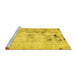 Sideview of Machine Washable Solid Yellow Modern Rug, wshabs5605yw