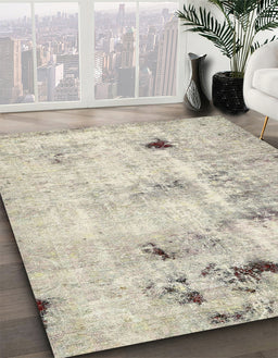 Machine Washable Abstract Tan Brown Gold Rug in a Family Room, wshabs5605