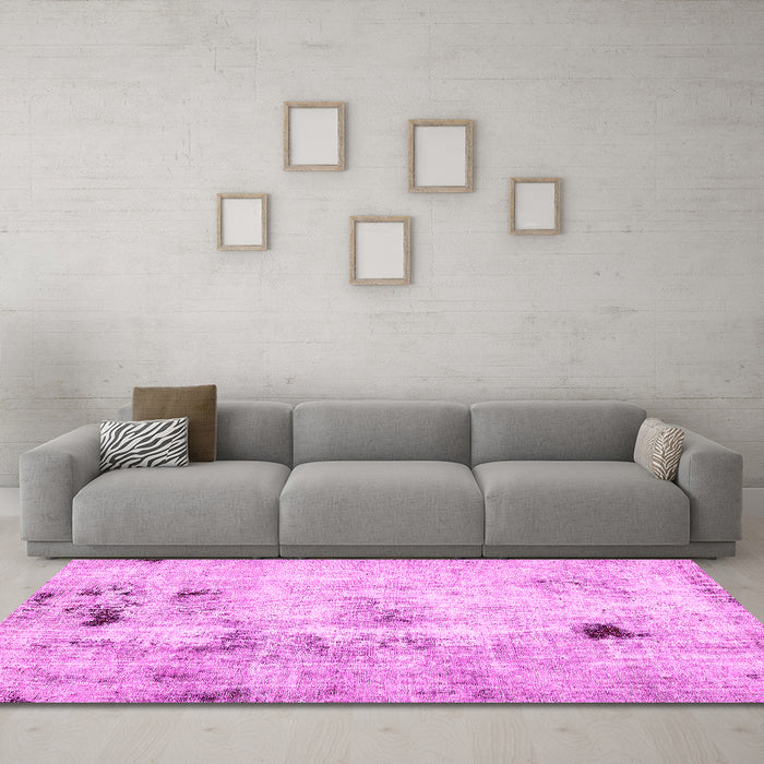 Machine Washable Solid Pink Modern Rug in a Living Room, wshabs5605pnk