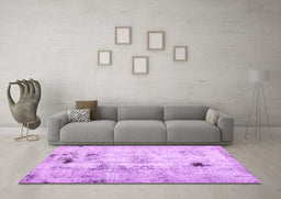 Machine Washable Solid Purple Modern Area Rugs in a Living Room, wshabs5605pur