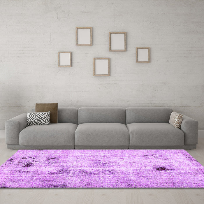 Machine Washable Solid Purple Modern Area Rugs in a Living Room, wshabs5605pur