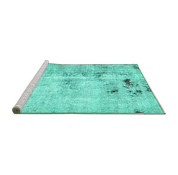 Sideview of Machine Washable Solid Turquoise Modern Area Rugs, wshabs5605turq