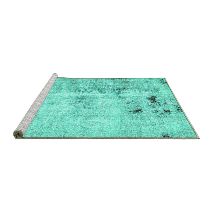 Sideview of Machine Washable Solid Turquoise Modern Area Rugs, wshabs5605turq