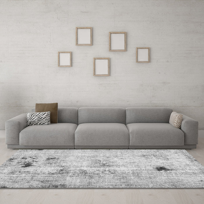 Machine Washable Solid Gray Modern Rug in a Living Room,, wshabs5605gry