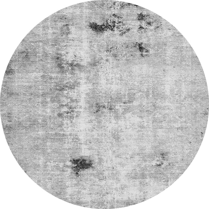 Round Machine Washable Solid Gray Modern Rug, wshabs5605gry