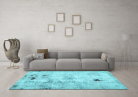 Machine Washable Solid Light Blue Modern Rug, wshabs5605lblu