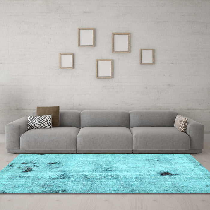 Machine Washable Solid Light Blue Modern Rug in a Living Room, wshabs5605lblu
