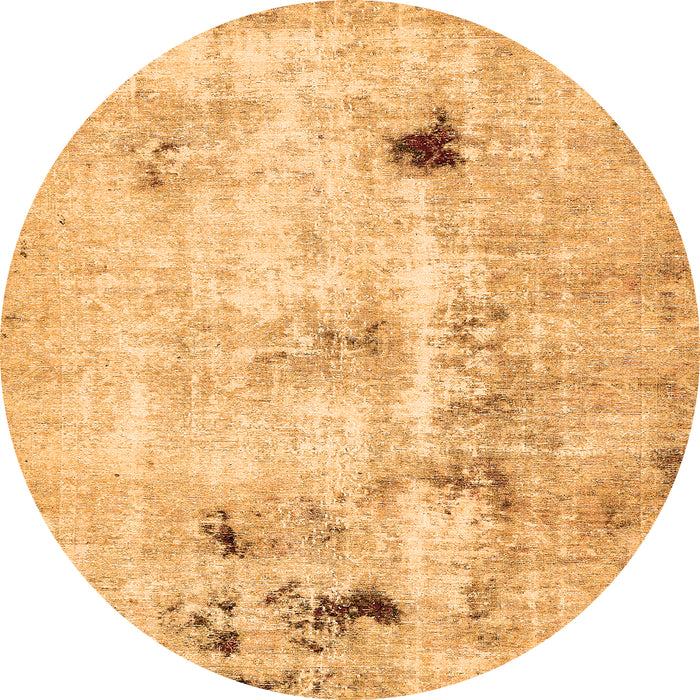 Round Machine Washable Solid Orange Modern Area Rugs, wshabs5605org