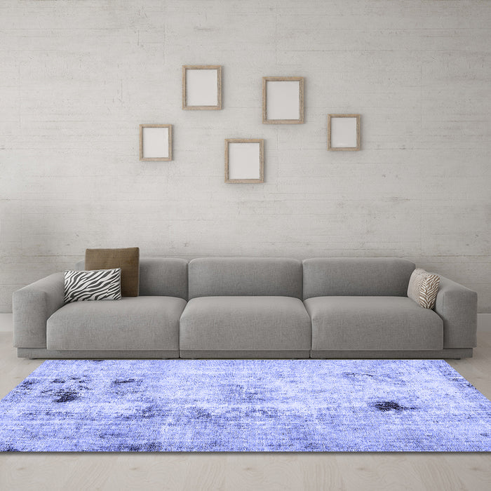 Machine Washable Solid Blue Modern Rug in a Living Room, wshabs5605blu