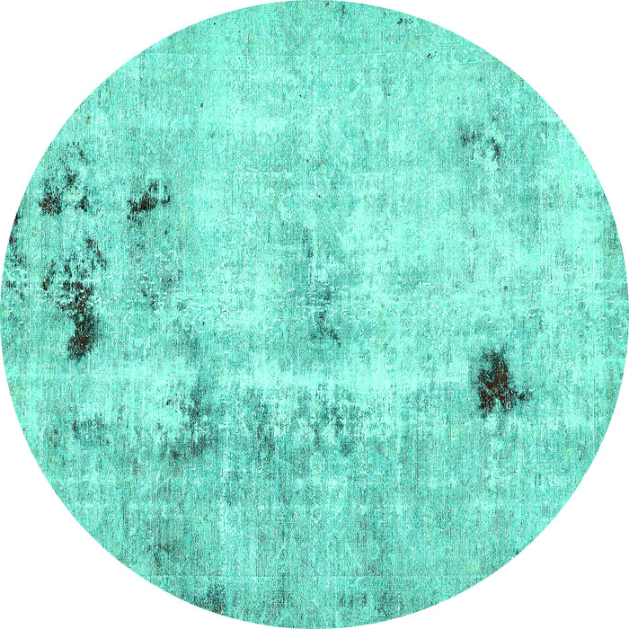 Round Solid Turquoise Modern Rug, abs5605turq
