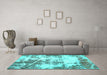 Machine Washable Abstract Turquoise Modern Area Rugs in a Living Room,, wshabs5606turq