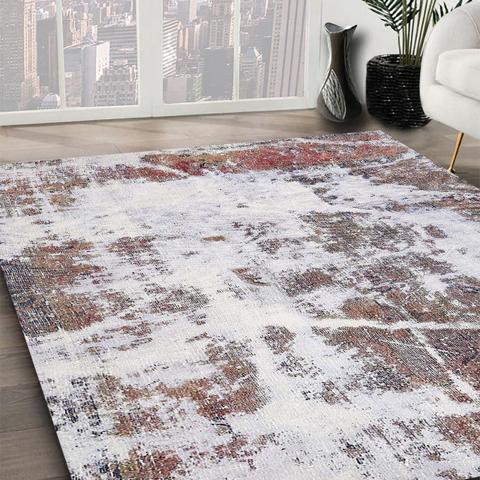 Machine Washable Abstract Rose Dust Purple Rug in a Family Room, wshabs5606