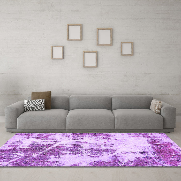 Machine Washable Abstract Purple Modern Area Rugs in a Living Room, wshabs5606pur