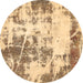 Round Abstract Brown Modern Rug, abs5606brn