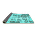 Sideview of Abstract Turquoise Modern Rug, abs5606turq