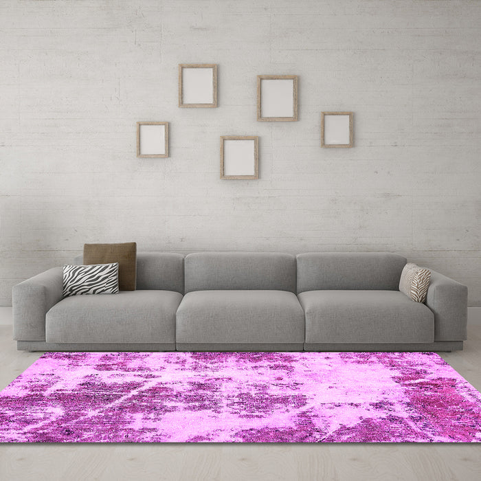 Machine Washable Abstract Pink Modern Rug in a Living Room, wshabs5606pnk