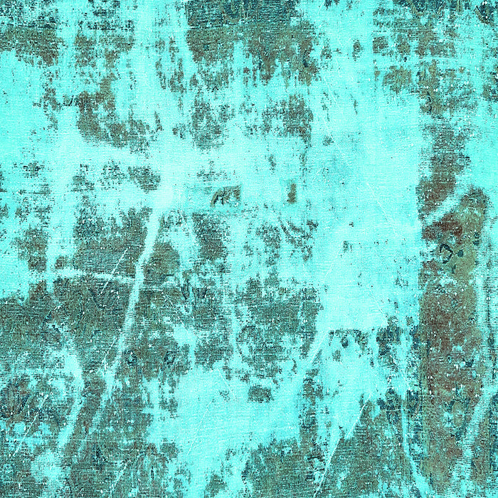 Square Machine Washable Abstract Turquoise Modern Area Rugs, wshabs5606turq