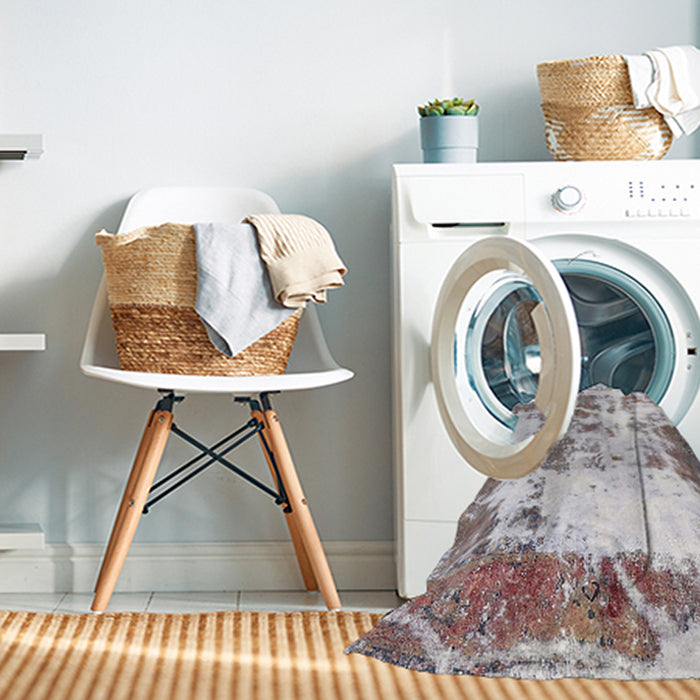 Machine Washable Abstract Rose Dust Purple Rug in a Washing Machine, wshabs5606