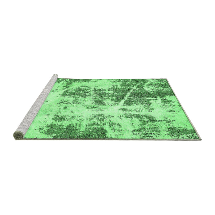 Sideview of Machine Washable Abstract Emerald Green Modern Area Rugs, wshabs5606emgrn