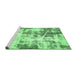 Sideview of Machine Washable Abstract Emerald Green Modern Area Rugs, wshabs5606emgrn