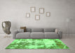 Machine Washable Abstract Green Modern Area Rugs in a Living Room,, wshabs5606grn