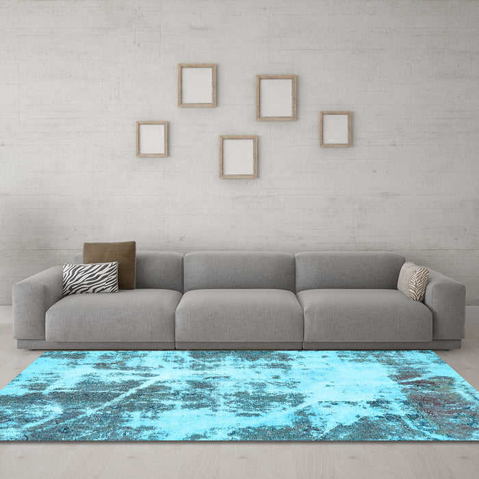 Machine Washable Abstract Light Blue Modern Rug in a Living Room, wshabs5606lblu