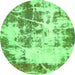 Round Abstract Green Modern Rug, abs5606grn