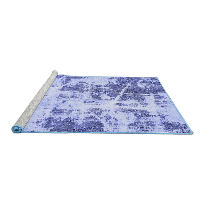 Sideview of Machine Washable Abstract Blue Modern Rug, wshabs5606blu