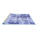 Sideview of Machine Washable Abstract Blue Modern Rug, wshabs5606blu