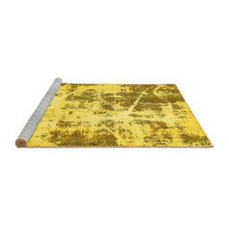 Sideview of Machine Washable Abstract Yellow Modern Rug, wshabs5606yw