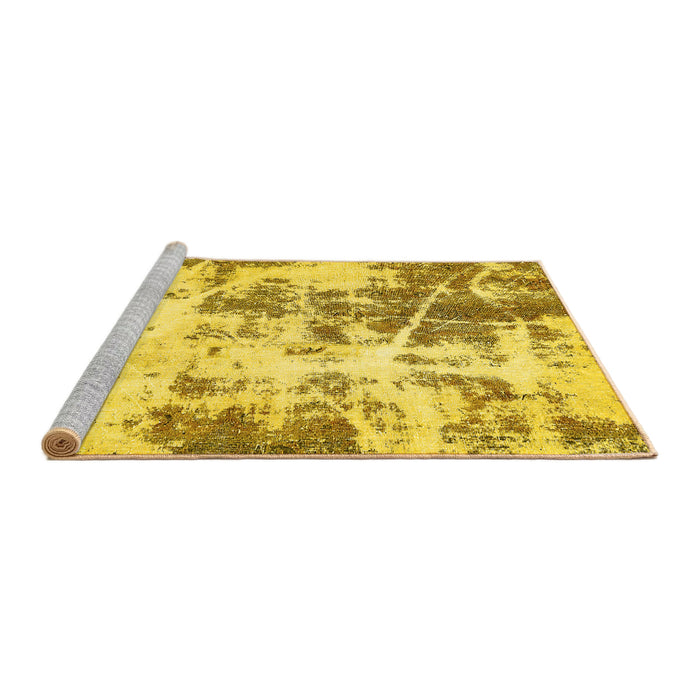 Sideview of Machine Washable Abstract Yellow Modern Rug, wshabs5606yw