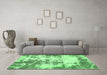 Machine Washable Abstract Emerald Green Modern Area Rugs in a Living Room,, wshabs5606emgrn