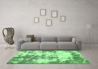 Machine Washable Abstract Emerald Green Modern Rug, wshabs5606emgrn