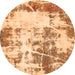 Round Abstract Orange Modern Rug, abs5606org