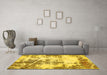 Machine Washable Abstract Yellow Modern Rug in a Living Room, wshabs5606yw