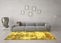 Machine Washable Abstract Yellow Modern Rug, wshabs5606yw