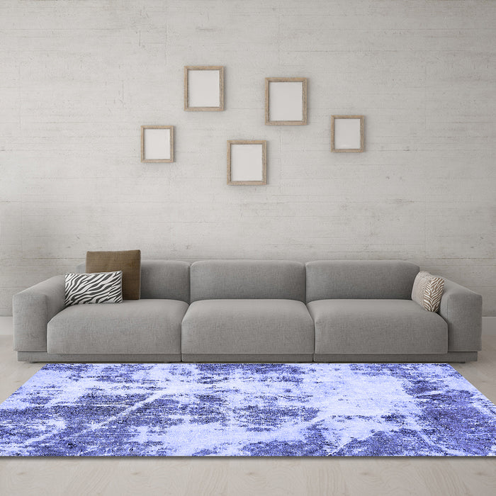 Machine Washable Abstract Blue Modern Rug in a Living Room, wshabs5606blu