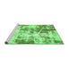 Sideview of Machine Washable Abstract Green Modern Area Rugs, wshabs5606grn