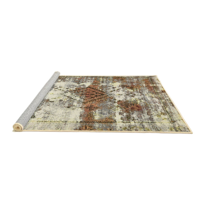 Sideview of Machine Washable Abstract Vanilla Gold Rug, wshabs5607