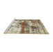 Sideview of Machine Washable Abstract Vanilla Gold Rug, wshabs5607