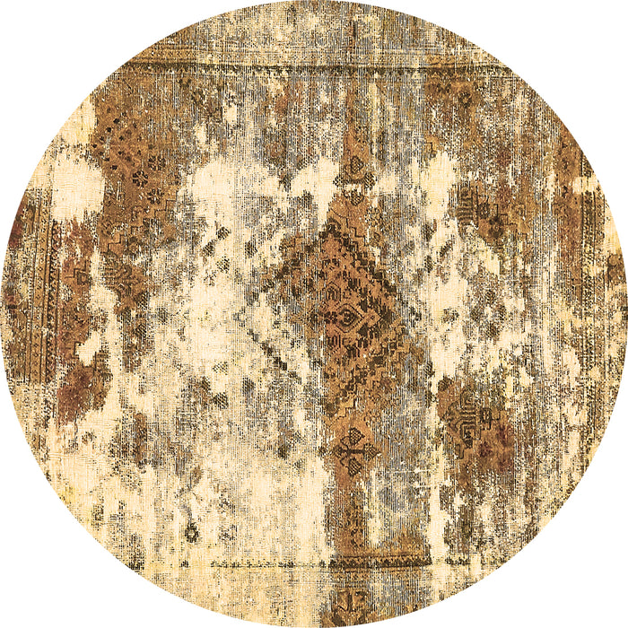Round Abstract Brown Modern Rug, abs5607brn