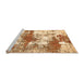 Sideview of Machine Washable Abstract Orange Modern Area Rugs, wshabs5607org