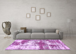 Machine Washable Abstract Purple Modern Area Rugs in a Living Room, wshabs5607pur
