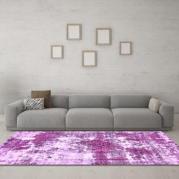 Machine Washable Abstract Purple Modern Area Rugs in a Living Room, wshabs5607pur