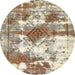 Round Machine Washable Abstract Vanilla Gold Rug, wshabs5607