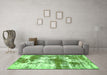 Machine Washable Abstract Green Modern Area Rugs in a Living Room,, wshabs5607grn