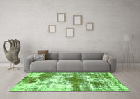 Machine Washable Abstract Green Modern Rug, wshabs5607grn