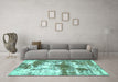 Machine Washable Abstract Turquoise Modern Area Rugs in a Living Room,, wshabs5607turq