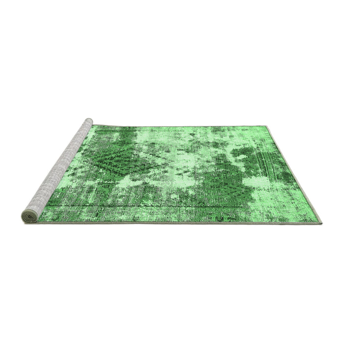 Sideview of Machine Washable Abstract Emerald Green Modern Area Rugs, wshabs5607emgrn